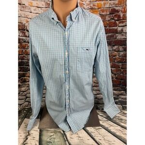 Vineyard Vines‎ Mens Classic Fit Tucker Shirt Blue Green Plaid Whale Logo M